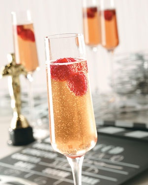Champagne + Chambord  + Raspberries = Hollywood Glam